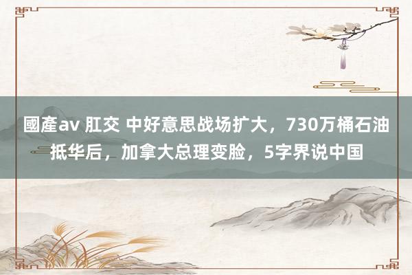 國產av 肛交 中好意思战场扩大,730万桶石油抵华后,加拿大总理变脸,5字界说中国