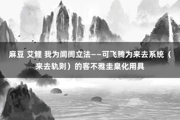 麻豆 艾鲤 我为阛阓立法——可飞腾为来去系统(来去轨则)的客不雅圭臬化用具