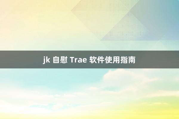jk 自慰 Trae 软件使用指南