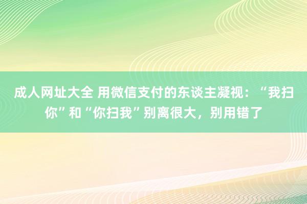 成人网址大全 用微信支付的东谈主凝视：“我扫你”和“你扫我”别离很大，别用错了